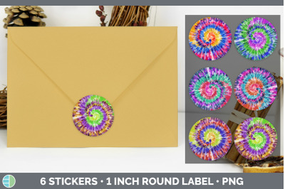 Tie Dye Stickers | Sticker 1in Round Labels PNG Designs