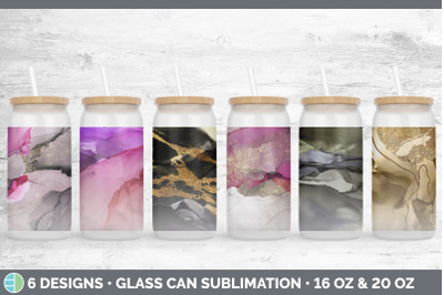 Pink Alcohol Ink Glass Can | Sublimation Beer Mason Jar