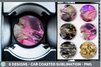 Pink Alcohol Ink Car Coaster | Sublimation Designs Bundle