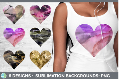 Pink Alcohol Ink Heart | Sublimation Background Bundle