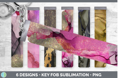 Pink Alcohol Ink Key Fob | Wristlet Sublimation