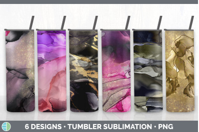 Pink Alcohol Ink Tumbler Sublimation Design Bundle