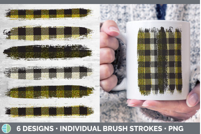 Yellow Buffalo Plaid Brush Strokes PNG | Sublimation Designs