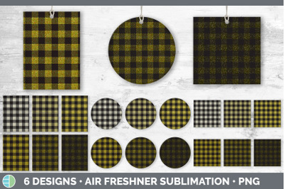 Yellow Buffalo Plaid Air Freshener | Sublimation Designs Bundle