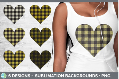 Yellow Buffalo Plaid Hearts Clipart