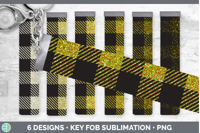 Yellow Buffalo Plaid Key Fob | Wristlet Sublimation