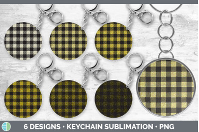 Yellow Buffalo Plaid Keychain Bundle | Keyring Sublimation Designs