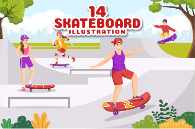 14 Skateboard Sport Illustration