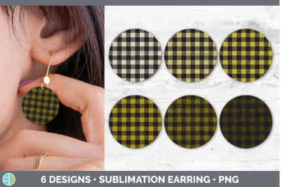 Yellow Plaid Round Earring | Sublimation Designs Bundle