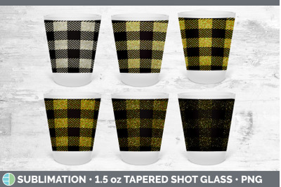 Yellow Plaid Shot Glass Sublimation | Tapered Shot Glass 1.5oz