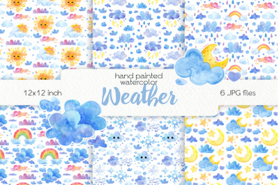 Watercolor Weather Digital Paper