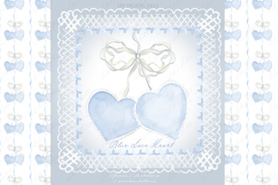 Blue Heart Lace Valentines Day Vintage DIY