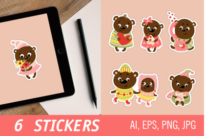 Bears valentines / Printable Stickers Cricut Design