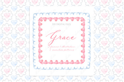 Grace Baby shower Floral Grandmillennial  blue pink