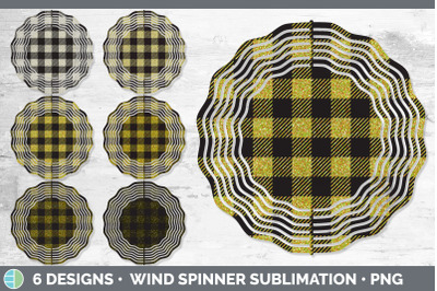 Yellow Buffalo Plaid Wind Spinner | Sublimation Designs Bundle