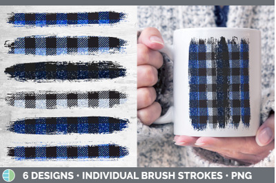 Blue Buffalo Plaid Brush Strokes PNG | Sublimation Designs