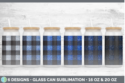 Blue Buffalo Plaid Glass Can | Sublimation Beer Mason Jar