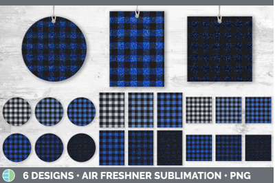 Blue Buffalo Plaid Air Freshener | Sublimation Designs Bundle