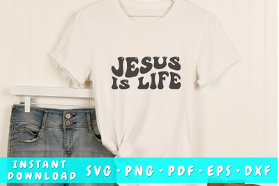 Jesus is life wavy SVG&2C; Groovy letters SVG&2C; Christian quote SVG&2C; PNG