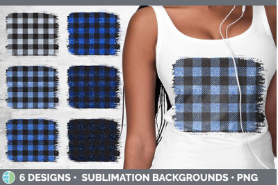 Blue Buffalo Plaid Distressed Sublimation Background Panel