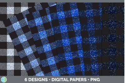 Blue Buffalo Plaid Backgrounds | Digital Scrapbook Papers