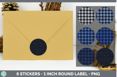 Blue Buffalo Plaid Stickers | Sticker 1in Round Labels PNG Designs