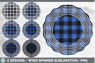 Blue Buffalo Plaid Wind Spinner | Sublimation Designs Bundle