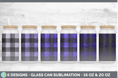 Purple Buffalo Plaid Glass Can | Sublimation Beer Mason Jar