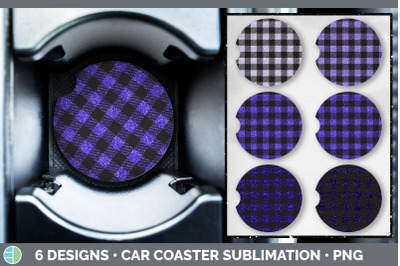 Purple Buffalo Plaid Car Coaster | Sublimation Designs Bundle