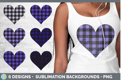 Purple Buffalo Plaid Hearts Clipart