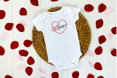 Mini Valentine&#039;s Day Love Script Heart | Embroidery