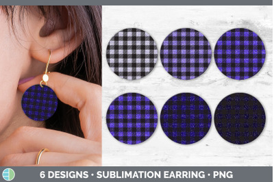 Purple Buffalo Plaid Round Earring | Sublimation Designs Bundle