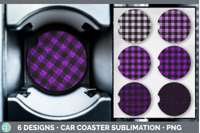 Pink Buffalo Plaid Car Coaster | Sublimation Designs Bundle