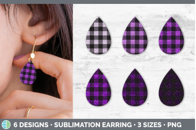 Pink Buffalo Plaid Teardrop Earring | Sublimation Designs Bundle