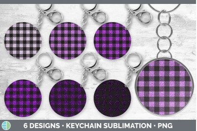 Pink Buffalo Plaid Keychain Bundle | Keyring Sublimation Designs