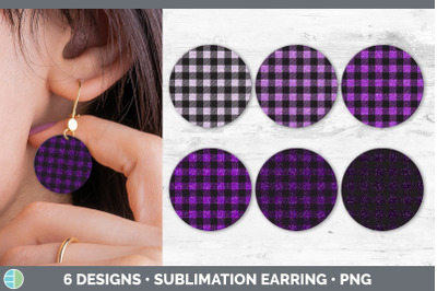 Pink Buffalo Plaid Round Earring | Sublimation Designs Bundle