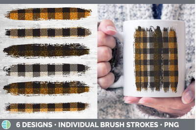 Orange Buffalo Plaid Brush Strokes PNG | Sublimation Designs