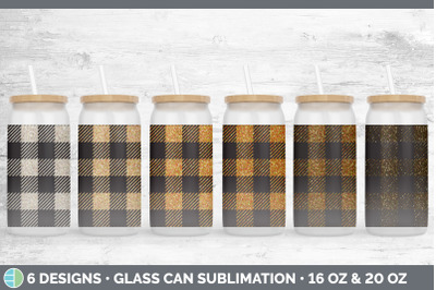 Orange Buffalo Plaid Glass Can | Sublimation Beer Mason Jar