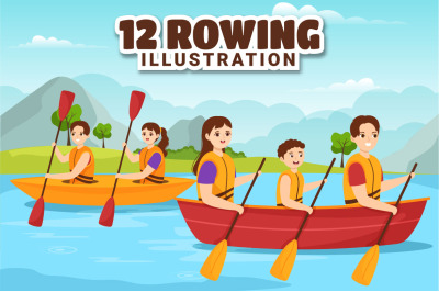 12 Rowing Sport Illustration