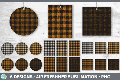 Orange Buffalo Plaid Air Freshener | Sublimation Designs Bundle