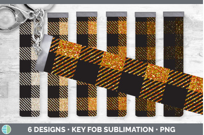 Orange Buffalo Plaid Key Fob | Wristlet Sublimation