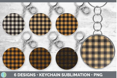 Orange Buffalo Plaid Keychain Bundle | Keyring Sublimation Designs