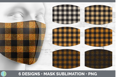 Orange Buffalo Plaid Mask | Sublimation Bundle Face Mask Designs