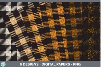 Orange Buffalo Plaid Backgrounds | Digital Scrapbook Papers