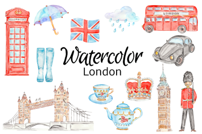 London watercolor clipart