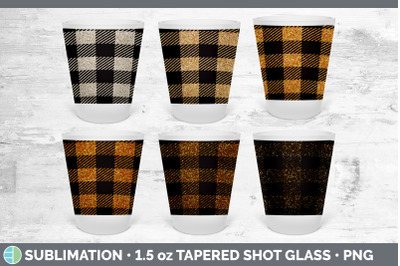 Orange Buffalo Plaid Shot Glass Sublimation | Shot Glass 1.5oz Tapered