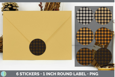 Orange Buffalo Plaid Stickers | Sticker 1in Round Labels PNG Designs