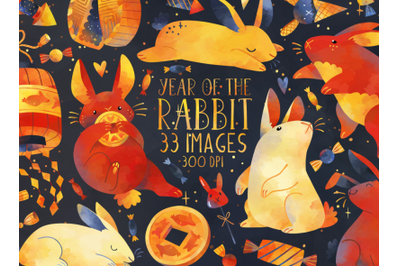 Watercolor Year of the Rabbit Clipart