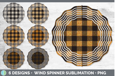 Orange Buffalo Plaid Wind Spinner | Sublimation Designs Bundle