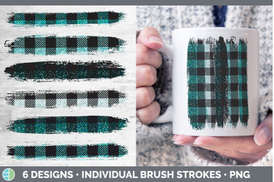 Teal Buffalo Plaid Brush Strokes PNG | Sublimation Designs